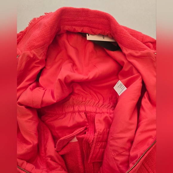NWT ME+EM Textured Zip-Up Jumpsuit Tulip Red Size 2 - Picture 3 of 16